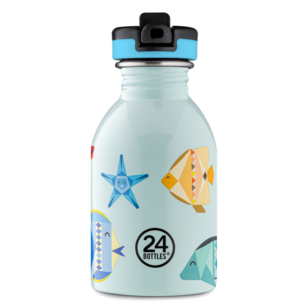 Kids Urban 250ml rozsdamentes acél kulacs szívószálas kupakkal, Sea Friends