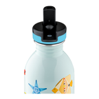Kids Urban 250ml rozsdamentes acél kulacs szívószálas kupakkal, Sea Friends