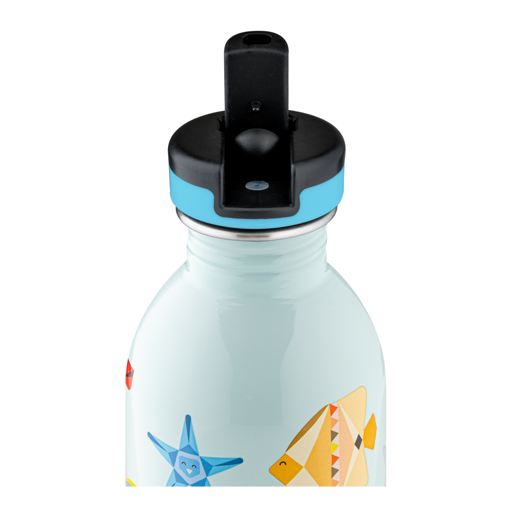 Kids Urban 250ml rozsdamentes acél kulacs szívószálas kupakkal, Sea Friends