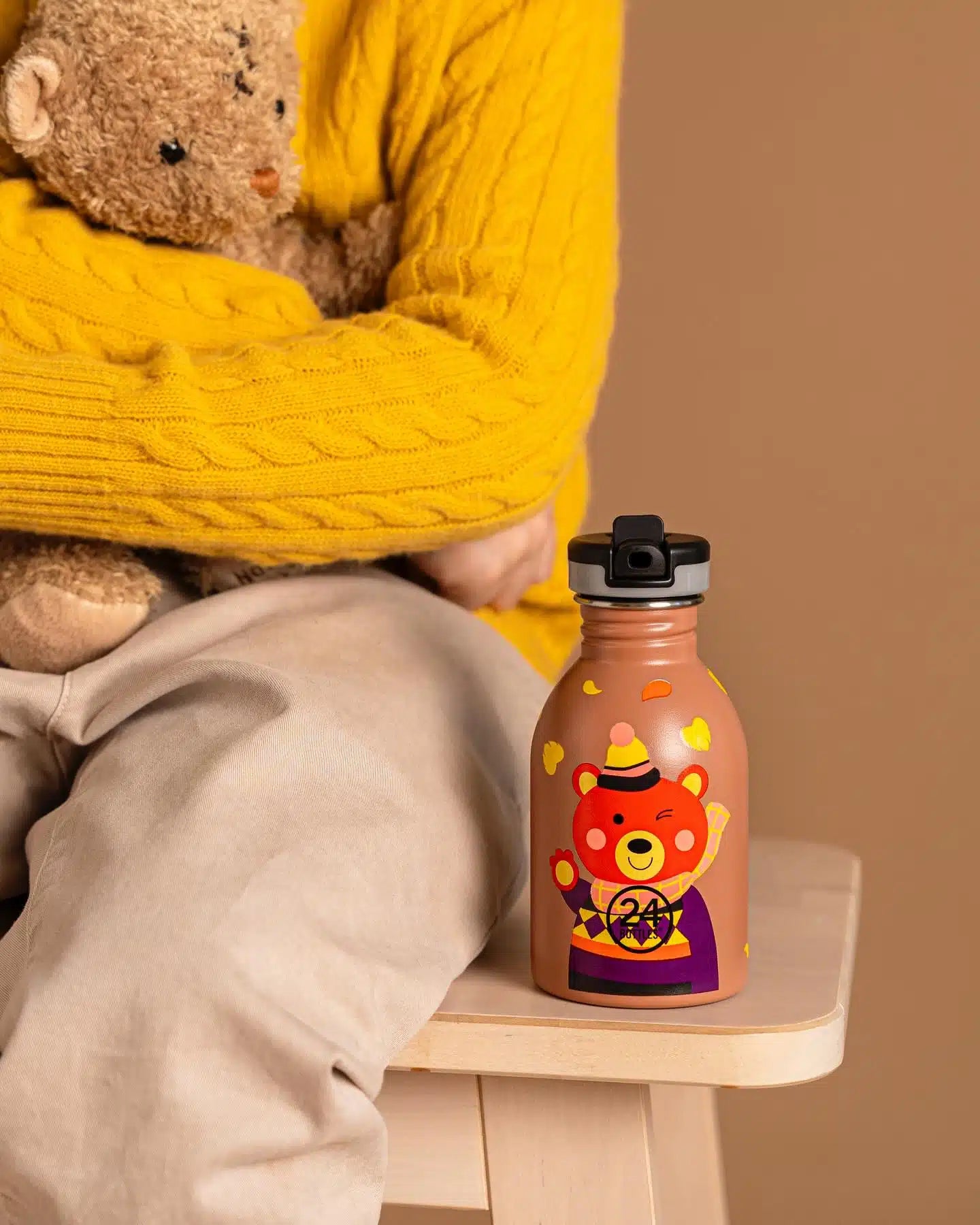 Kids Urban 250ml rozsdamentes acél kulacs szívószálas kupakkal, Sweet Bear